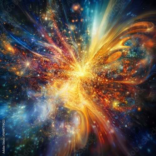 Ethereal Nexus A convergence of surreal energies forming a radiant nexus of cosmic power intense and abstract