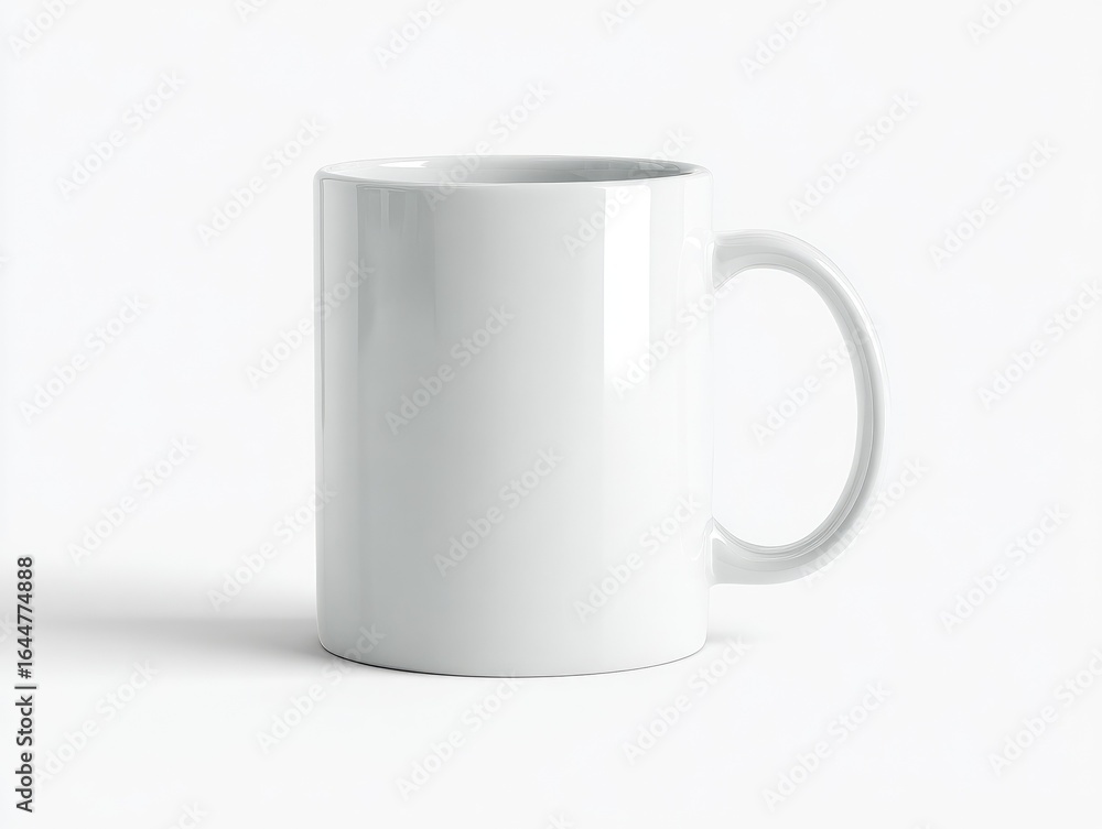 Obraz premium Blank white ceramic mug, glossy finish, simple design