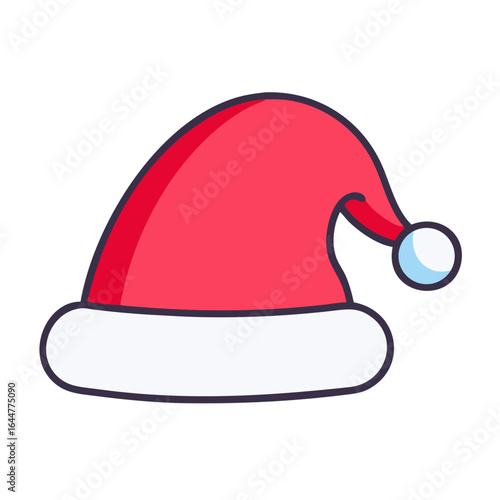 Cartoon Santa hat with pom pom illustration