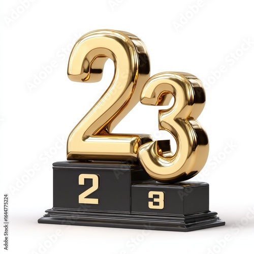 Gold 23rd place award on black pedestal