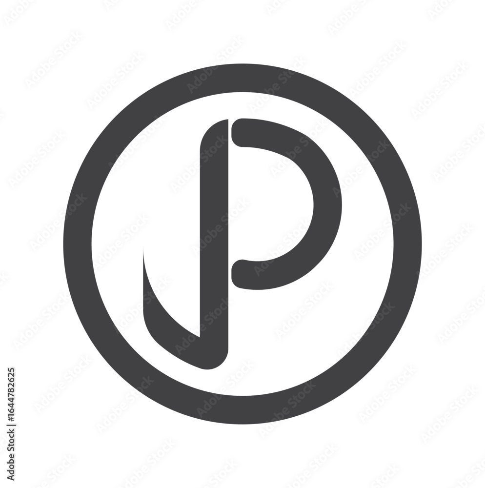 Circle Graphic Design: An artistic emblem with a bold JP monogram, enclosed within a minimalist gray circle, designed for versatility in branding or creative endeavors. Circle Graphic Design: An artistic emblem with a bold JP monogram, enclosed within a minimalist gray circle, designed for versatility in branding or creative endeavors.