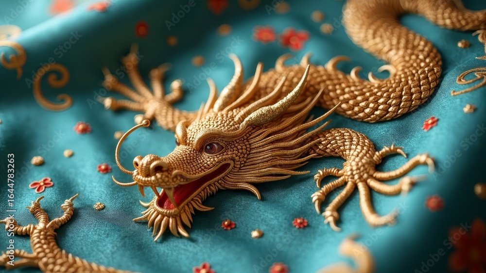 Obraz premium Golden Dragon Art Decorative Pattern