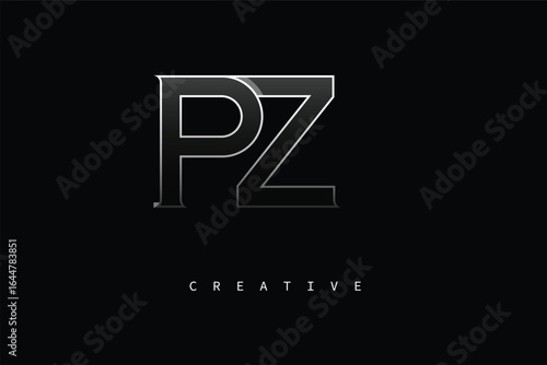 PZ Luxury Minimalist Letter Logo – Modern Metallic Design for Premium Branding & Creative Identity
