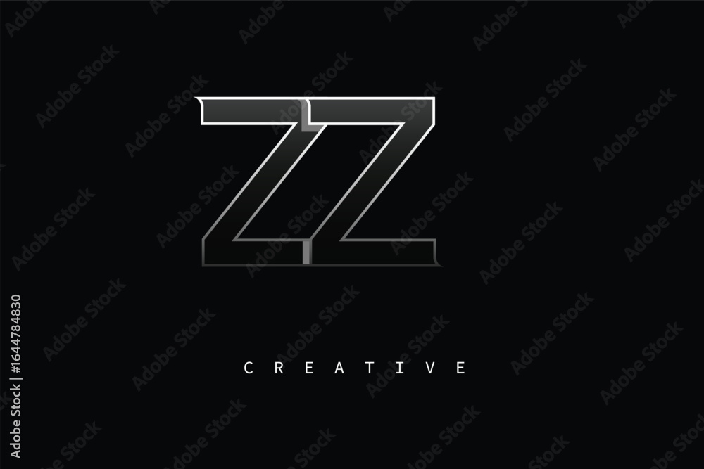 Fototapeta premium ZZ Luxury Minimalist Letter Logo – Modern Metallic Design for Premium Branding & Creative Identity