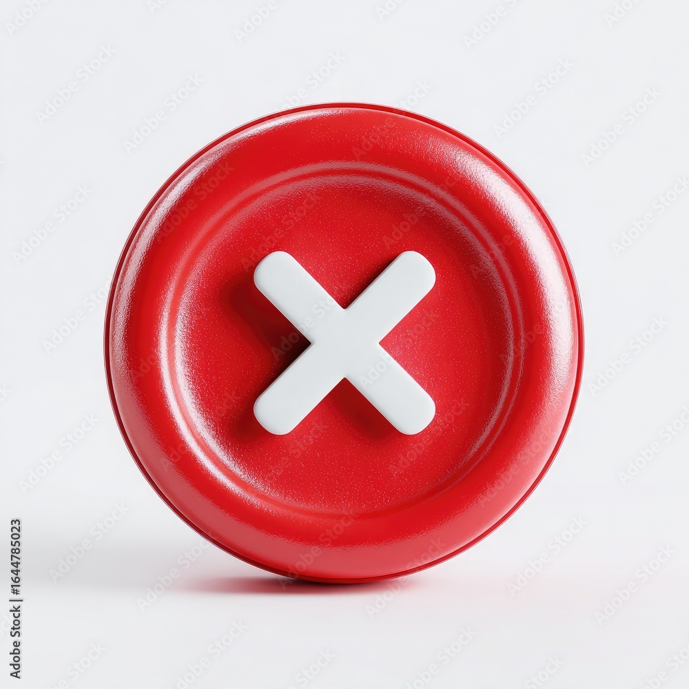 Fototapeta premium A red circular button with a white 'X' symbol