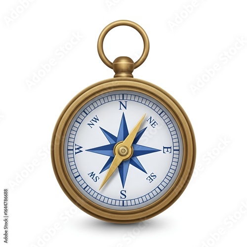 Free Download A vintage brass compass isolated on white background, perfect for navigation and exploration adventures - GFXLoad
