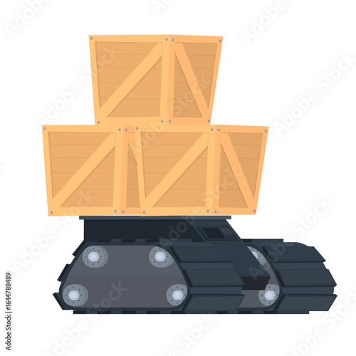 Robotic transport platform. Unmanned cargo delivery, vector illustration
