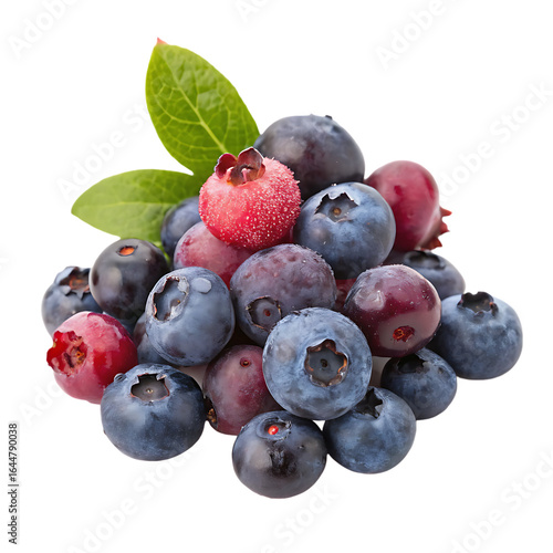 Blueberries and raspberries isolated on a transparent background
