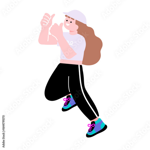 ポップでカラフルな女性の楽しいイラスト
