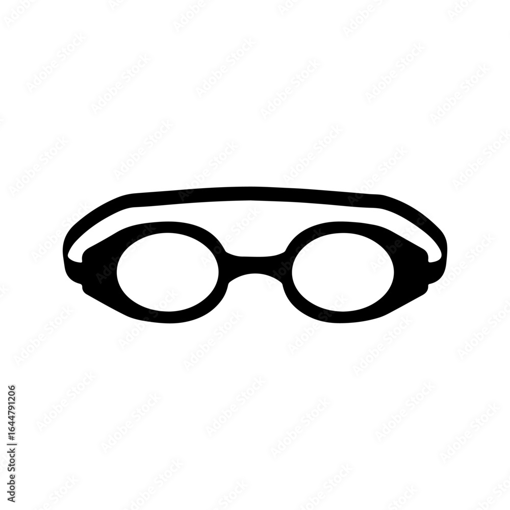 Fototapeta premium Swimming goggles silhouette vector flat illustration on white background.