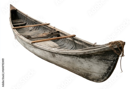 Old weathered wooden canoe