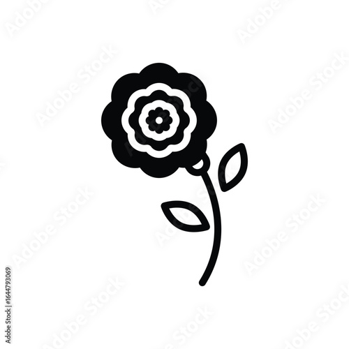 Black solid icon for flower