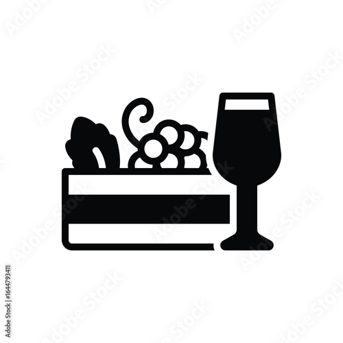 Black solid icon for wine