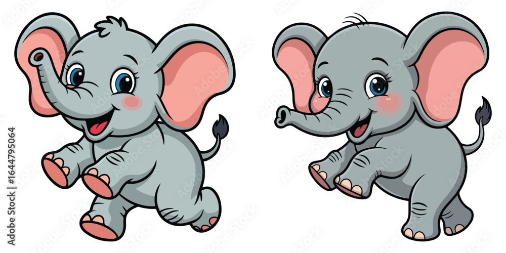 Naklejka premium Cute elephant cartoon vector art