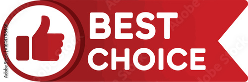 Red ribbon banner with thumbs up icon and best choice text