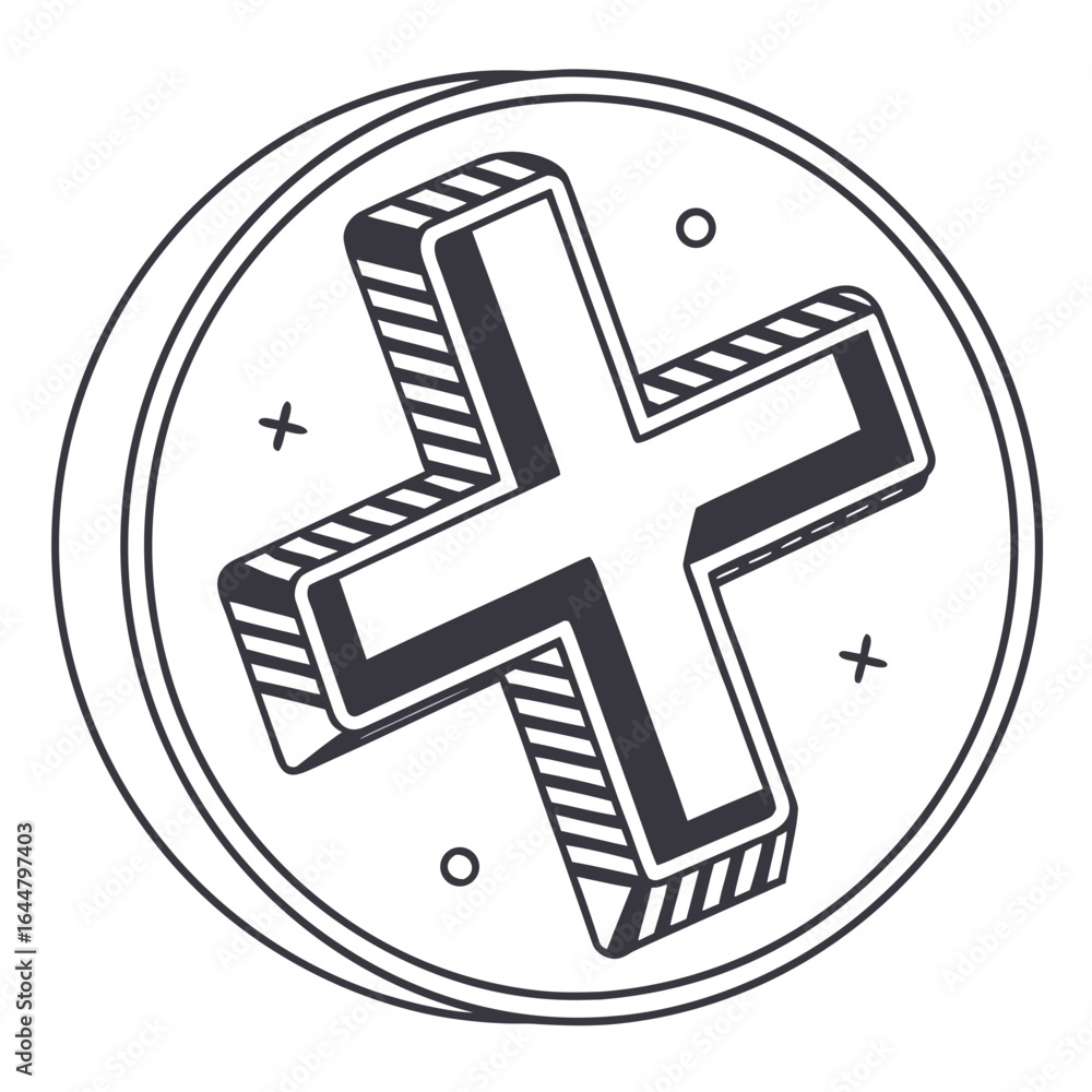 Obraz premium 3d plus symbol inside a circle with abstract shapes