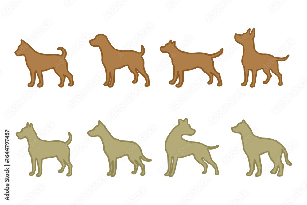 Fototapeta premium Dog Silhouette Illustration Set Design