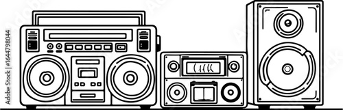 Retro Stereo Sound System Vector