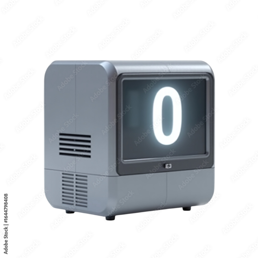 Fototapeta premium Retro Style Electronic Number Display Showing Zero Against Black Background for Timers or Scoring with Space for Text and Graphics