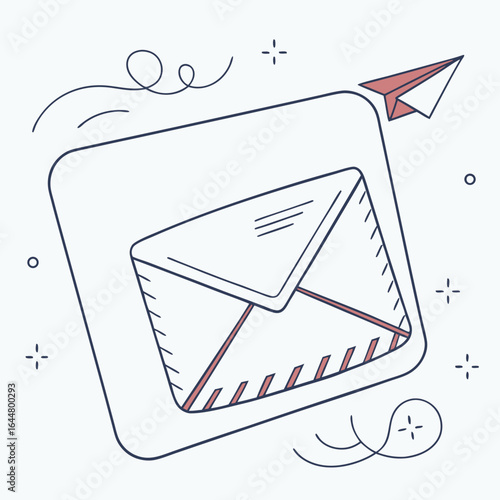 Paper airplane flying out of an envelope illustration
