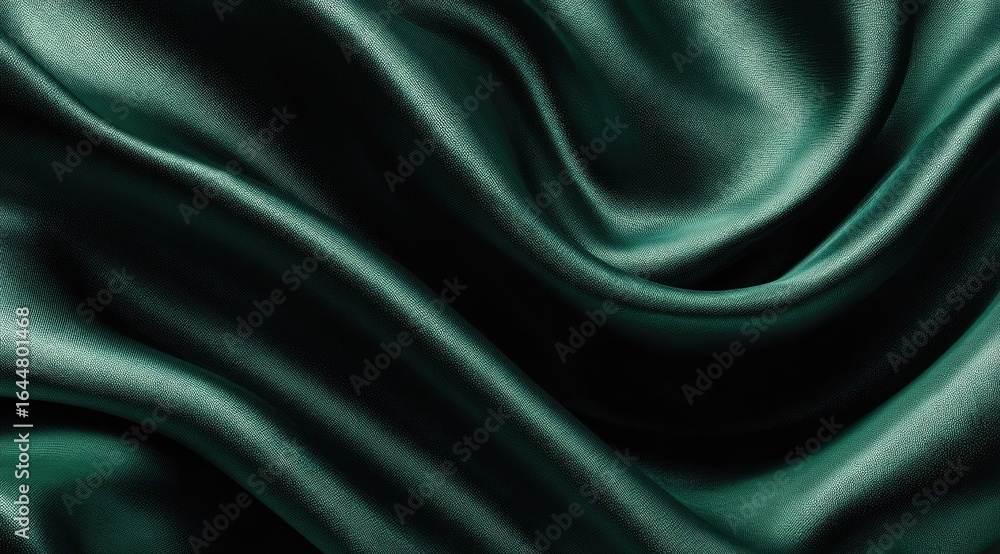 Obraz premium Deep teal satin drapes in elegant folds