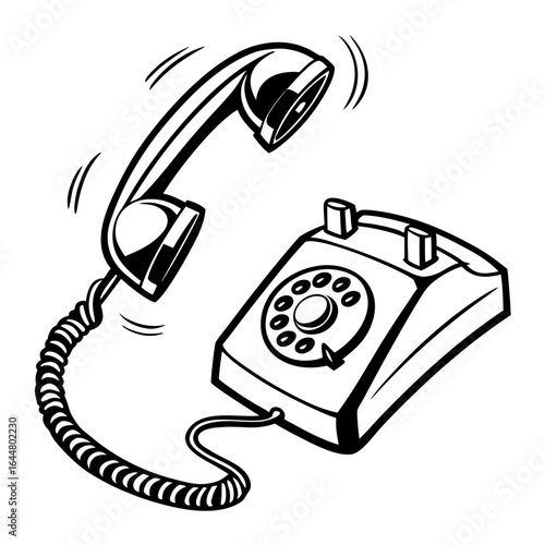 Retro rotary phone ringing with receiver off the hook