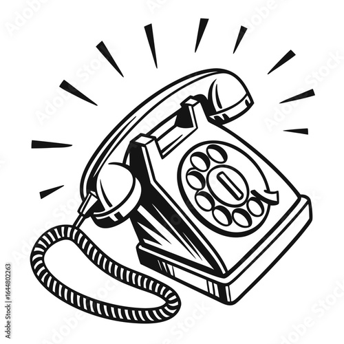 Retro rotary telephone ringing with vibrating lines