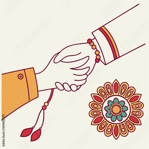 Brother and sister celebrating raksha bandhan with rakhi bracelet and traditional indian festival symbol