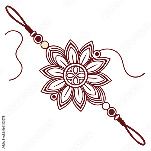 Decorative rakhi with intricate floral design and beads symbolizing sibling bond and indian festival celebrations