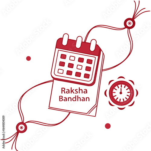 Raksha bandhan celebration concept with a calendar marking the date and a rakhi symbol representing the bond between siblings