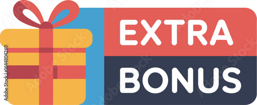 Gift box with text extra bonus for promotions and discounts
