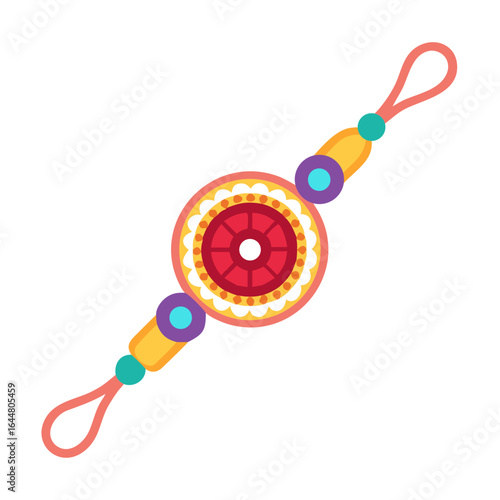 A vibrant and colorful rakhi bracelet symbolizing the bond between brothers and sisters adorned with intricate patterns and beads perfect for raksha bandhan celebrations