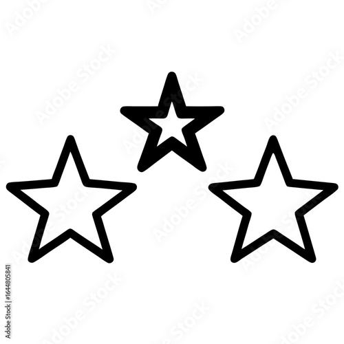 Three stylized black outline stars on a white background representing a rating or achievement concept