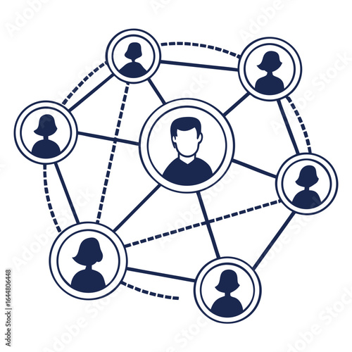 Abstract representation of a diverse group of people connected in a network symbolizing community collaboration and social interaction