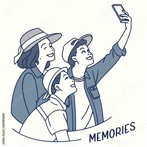 A happy family taking a selfie together to capture a cherished moment and create lasting memories of their outing