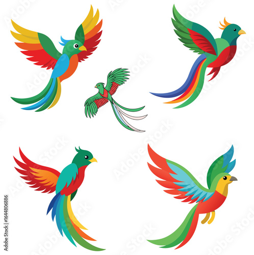 Parrot bird animal icon set 