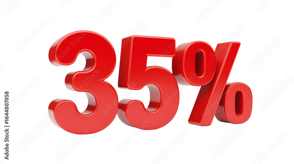Bold red 35% discount symbol on transparent background for sales promotions Bold red 35% discount symbol on transparent background for sales promotions