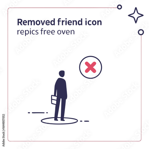 Conceptual illustration of a person being removed from a group or network with a red cross symbol indicating denial or exclusion