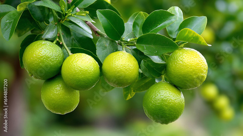 Limes abundance Green citrus jewels branch laden