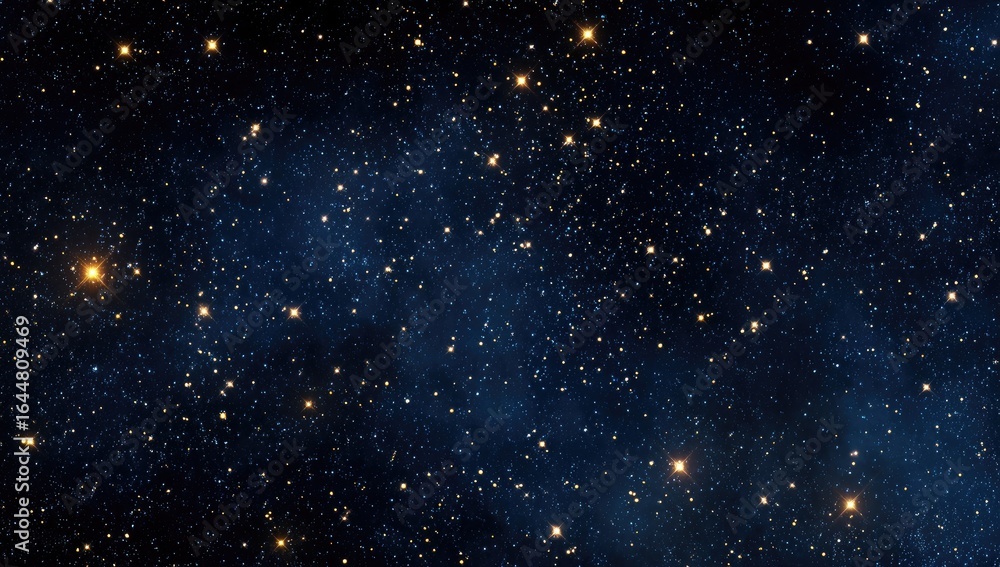 Fototapeta premium Deep space, a cosmic expanse of glittering stars and nebulae. A vast, dark backdrop filled with scattered, bright stars, with a nebula-like, hazy band of light across the center