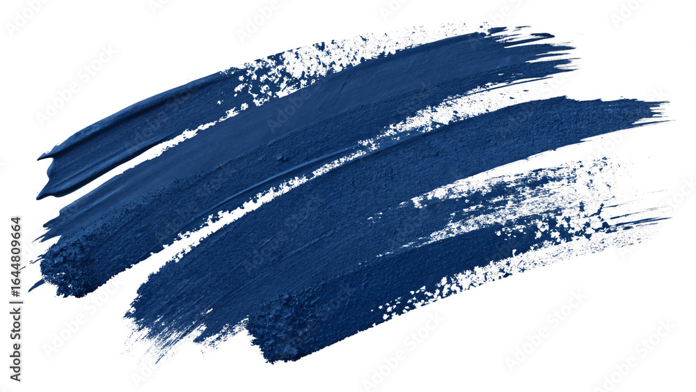 Fototapeta premium Navy blue paint brush strokes with bold curved lines and expressive artistic paint texture, isolated on a transparent background