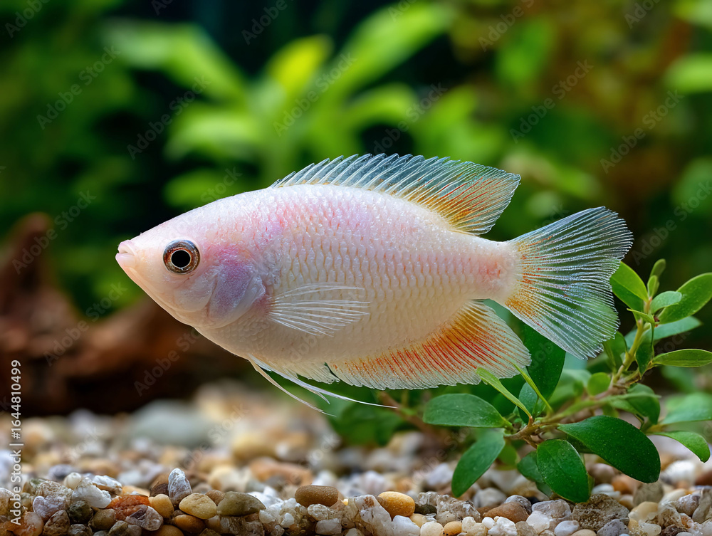 Obraz premium Opalescent fish amidst aquarium flora