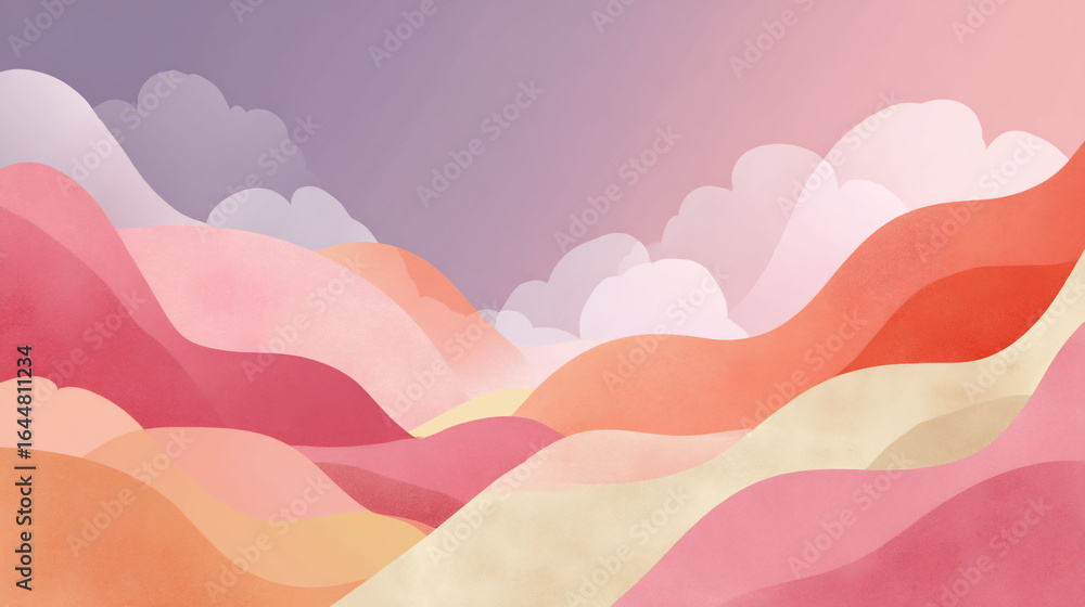 Obraz premium Pastel mountain layers embracing soft clouds