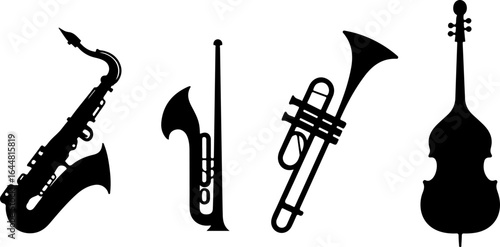 Harmony of Instruments" musical instruments  guitar, violin, drum, saxophone, trombone vector bundle graphcis
