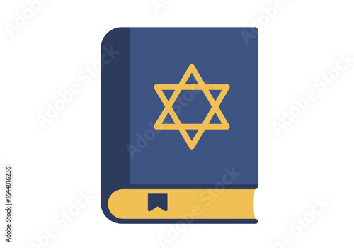 Jewish holy book icon with the Star of David. Vector illustration of religious scripture, representing Judaism, faith, and the Hebrew Bible.