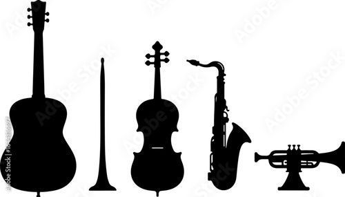 Harmony of Instruments" musical instruments  guitar, violin, drum, saxophone, trombone vector bundle graphcis