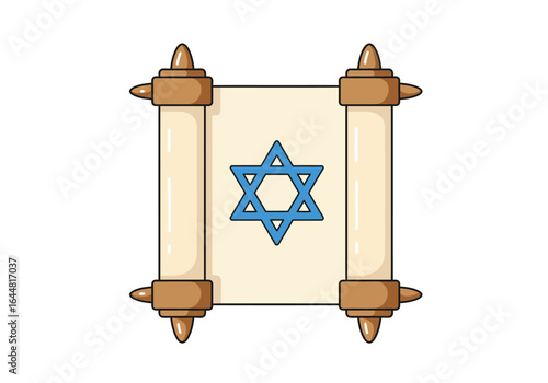 Torah Scroll with Star of David Jewish Heritage Symbol