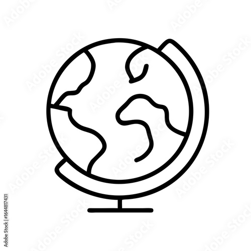 Outline of globe representing Earth coastlines in minimalist style  