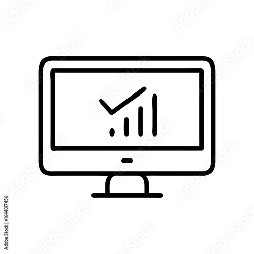 Monitor displaying growth chart and checkmark concept of icon  