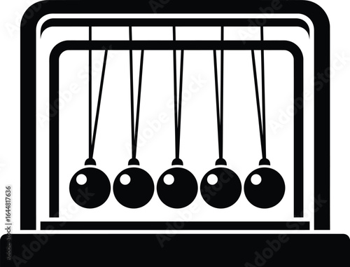 Newton’s Cradle Minimal Silhouette Vector Icon